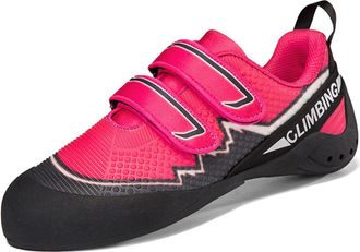 Generic Unisex Anti-Slip Wear-Resistant Climbing Shoes - Outdoor Lightweight Bouldering Climbing Training Shoes for Women (Black Rose red,7.5)