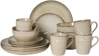 Gibson Home Jasper 16 Piece Plates and Bowls Reactive Glaze Dishes Stoneware Ceramic Dinnerware Set - Service for 4 in Cream at Nordstrom