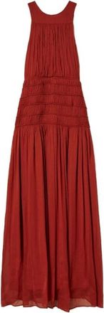 Twinset Abito lungo smanicato c/dettaglio gonna - Dames - Maxi kleedjes - Bruin - L - Kleedjes