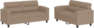 vidaXL Vidaxl - Juego De Sof&aacute;s Con Cojines 2 Piezas Cuero Sint&eacute;tico Capuchino
