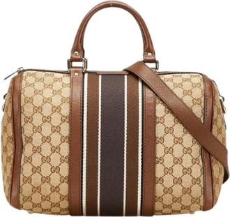 Gucci Pre-owned Handbags, female, Beige, Size: ONE SIZE Pre-owned Vintage Canvas Handbag