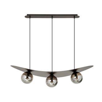 Wonderlamp L&aacute;mpara colgante con estructura curvada y 3 esferas lineales grafito