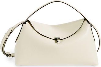 Toteme T-Lock Grained Leather Top Handle Bag in Milk at Nordstrom