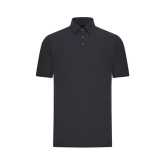 Zanone Polo Shirts, male, Gray, Size: XL Crepe Cotton Polo