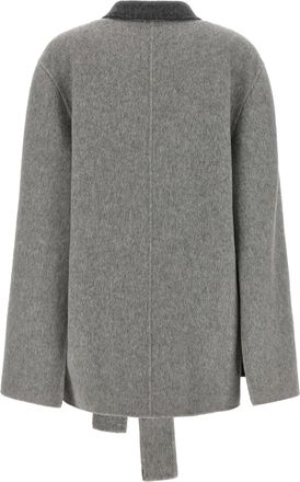 Alberta Ferretti Cape-Sleeve Wool Coat - Gray