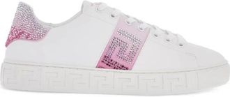 Versace Schoenen, Dames, Wit, 36 EU, Leer, Crystal Greca Sneakers