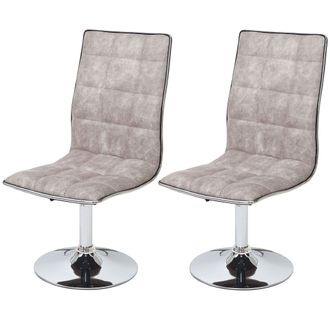 Hhg Hhg - Juego De 2 Sillas De Comedor 616, Silla De Cocina, Altura Regulable Giratoria, Tela/textil Mvg, Vintage Pebble Grey