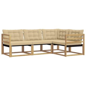 vidaXL Conjunto De Sof&aacute;s De Exterior Con Coj&iacute;n 4 Pcs Y Beige Vidaxl