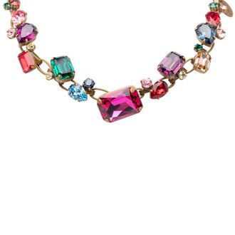 Miu Miu Pre-owned Miu Miu Gold Plated Strass Stone and Leather Choker Necklace Ladies RSTUS90NVA2THGKR