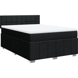 vidaXL Cama Box Spring Con Colch&oacute;n Tela Negro 140x190 Cm Vidaxl