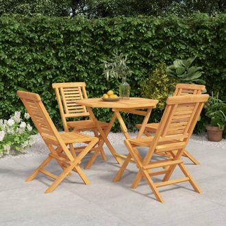 Berkfield Home 5 Piece Garden Dining Set Solid Wood Teak in Brown