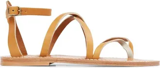 K.Jacques K Jacques Ladies Brown Epicure Flat Leather Sandals