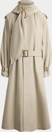 Polo Ralph Lauren Buckled-Scarf Hooded Trench Coat