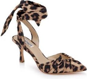 Badgley Mischka Vania Ankle Wrap Pointed Toe Pump in Natural Leopard at Nordstrom Rack, Size 6.5
