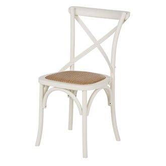 Maisons du monde Silla estilo bistr&oacute; franc&eacute;s de rat&aacute;n color crema