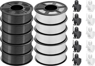 OEM Filamento 3d, Material Petg Duradero, Impresi&oacute;n De Alta Precisi&oacute;n, 5 Grises, 5 Blancos