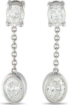 Luxury Bazaar 18K White Gold 2.50 ct Oval Diamond Dangle Earrings AERR-19331