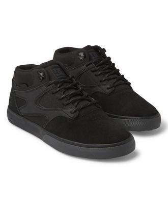 DC Sneaker DC SHOES Kalis Vulc Mid Wnt, Herren, Gr. 11,5(45), schwarz (schwarz, schwarz), Obermaterial: Leder (Kuh) / Futter: Textil / Aussensohle: Gummi