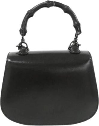 Gucci Pre-owned Bamboo 1947 Leren Schoudertas - Dames - Vintage Mini Tas - Zwart - ONE Size - Leer - Vintage