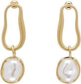 Cult Gaia Abstract Hoop Faux Pearl Earrings
