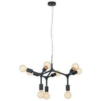 Loops Pendant Ceiling Light 9 Bulb Colour Black Arms & Lamp Holders Bulb E27 9x60W