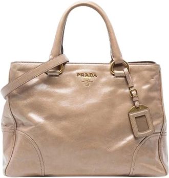 Prada Pre-owned Handbags, female, Beige, Size: ONE SIZE Pre-owned Vintage Leather Handbag