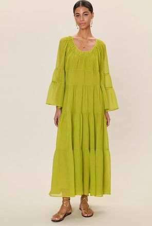 Rebecca Taylor Skye Tiered Dress in Pear Green at Nordstrom, Size X-Small