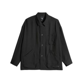 Yohji Yamamoto Light Jackets, female, Black, Size: S Viscose Chore Jacket