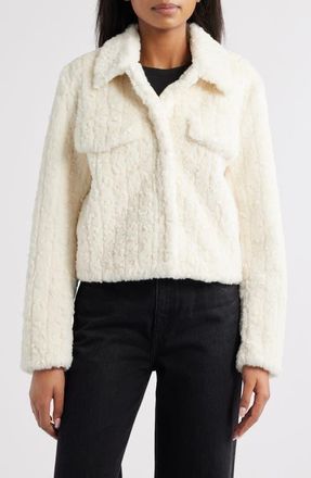 Bernardo Faux Shearling Crop Jacket in Cream at Nordstrom, Size X-Small
