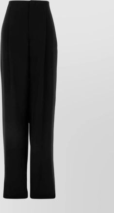 Saint Laurent silk high waist pleated wide leg trousers