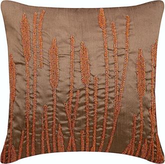 OEM Funda De Almohada Naranja De 22x22 Pulgadas, Funda De Coj&iacute;n Rojo &Oacute;xido Con Estampado De Granja Bordado Con Cuentas, Funda De Coj&iacute;n Cuadrada De Ray&oacute;n C