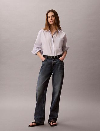 Calvin Klein Camisa Holgada De Popel&iacute;n De Algod&oacute;n A Rayas