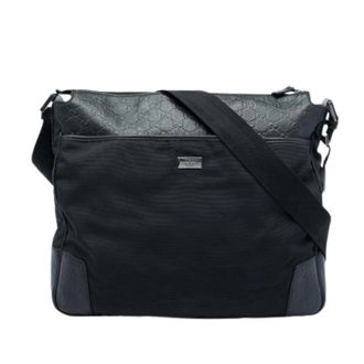 Gucci Pre-owned Embossed Canvas Crossbody Bag - Heren - Vintage Schoudertas - Zwart - ONE Size - Leer - Vintage