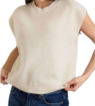 Brodie Tabby Cashmere Tank Top In Antique White