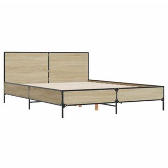 vidaXL Vidaxl - Estructura Cama Madera Ingenier&iacute;a Metal Roble Sonoma 160x200 Cm