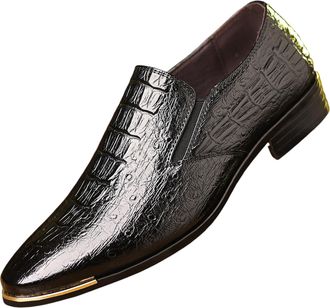 Generic Mens Dress Loafer Shoes Pointed Toe Slip On Classic Oxfords Shoes for Formal Business Wedding (Black,11.5)