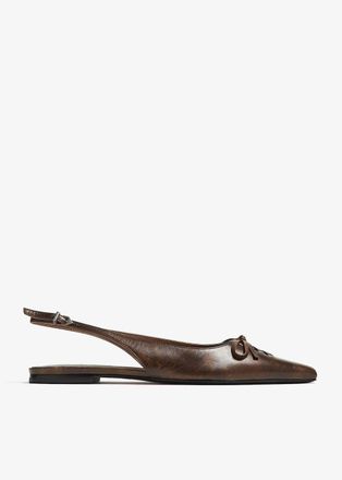 Schutz Womens Cady Ballet Sandal In Leather Spotted Brown