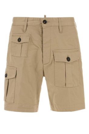 Dsquared2 Cappuccino Stretch Cotton Sexy Cargo Bermuda Shorts