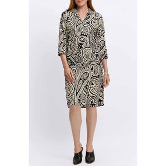 Foxcroft Sloane Paisley Shirtdress in Black/white at Nordstrom Rack, Size X-Large