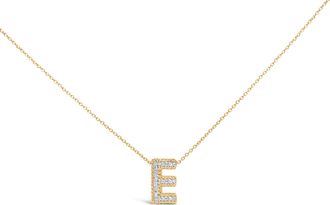 House of Brilliance Yellow Gold Vermeil.925 Sterling Silver Diamond Accent A-Z Initial Bubble Pendant Necklace