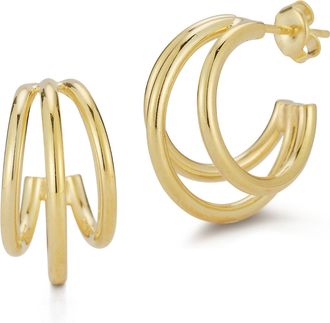 Glaze Jewelry Sterling Silver Triple Polished Hoops