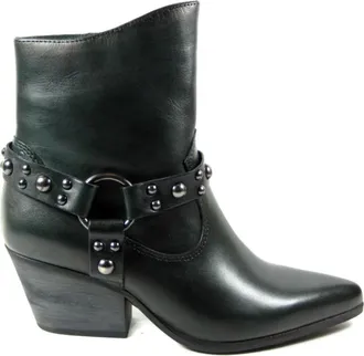 Mjus Schoenen, Dames, Groen, 37 EU, Leer, Livigno Enkellaarsjes