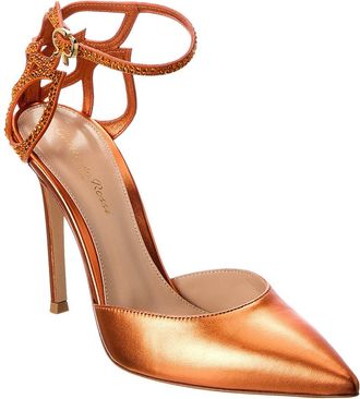 Gianvito Rossi Crystal Fleur 105 Leather Pump