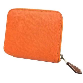 Herm&egrave;s Orange Leather Wallet (Bi-Fold) (Pre-Owned)