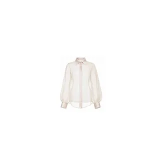 D.exterior Camicia in Organza Trasparente con Bottoni - - Blouses & Shirts - Donna - Bianco - S