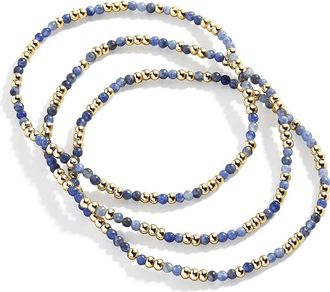 BaubleBar Sadie Set of 3 Semiprecious Bead Stretch Bracelets in Navy at Nordstrom
