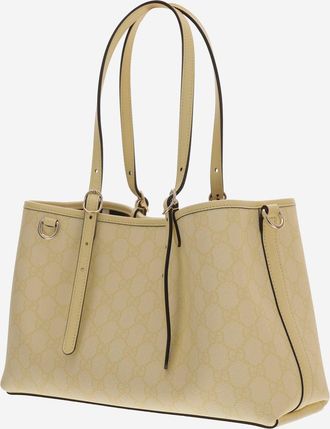 Gucci Womens Gg Emblem Shopping Bag Yellow Leather Handbags Hand