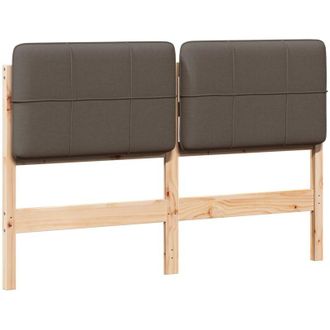 vidaXL Cabecero Tapizado Marr&oacute;n Y Topo 135 Cm Madera De Pino Macizo Vidaxl