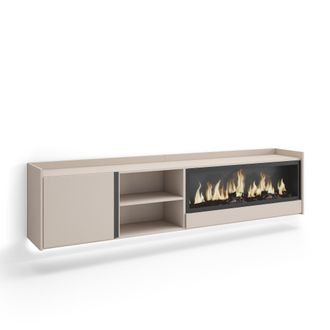 Skraut Home Skraut Home - Mueble Tv, Televisi&oacute;n, Muebles De Sal&oacute;n, Almacenaje, 212x35x50cm, Para Tv Hasta 80, Chimenea El&eacute;ctrica Xxl, Colgado, Suspendido, Led, Es