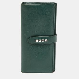 Tod's Tods Green Leather Continental Flap Wallet